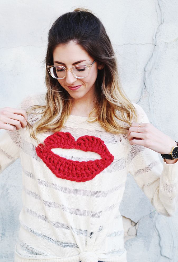 DIY Crochet Lips Sweater — One Social Girl